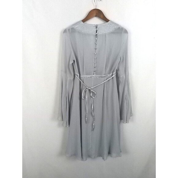 Ghost London Dress Women's Size XS Blue Gray Boho Peasant Bell Sleeves FLAW - Picture 2 of 16